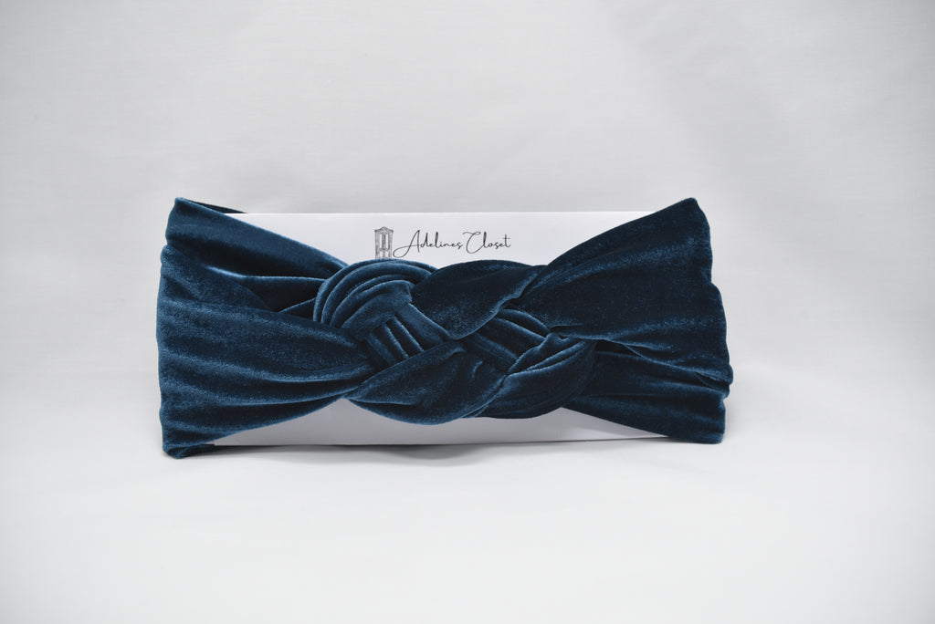 Blue Velour Headwrap