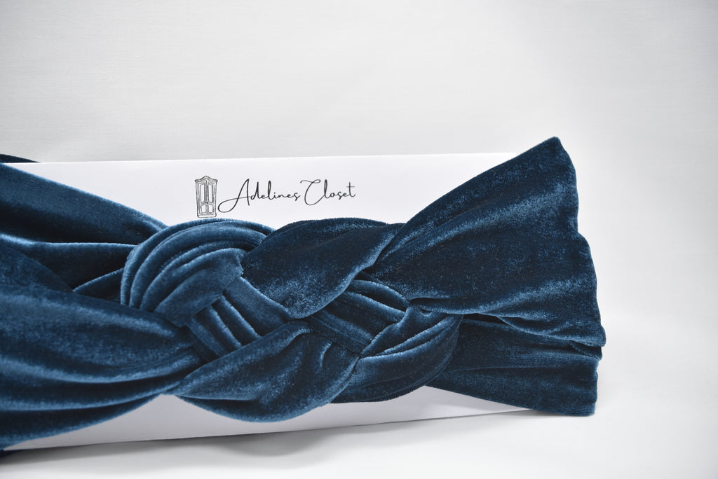 Blue Velour Headwrap